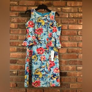 NICOLE MILLER Floral-Print Cold-Shoulder Sheath Dress